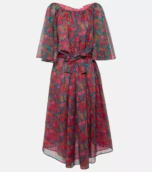 Хлопковое платье миди daisy с цветочным принтом Eres, мультиколор