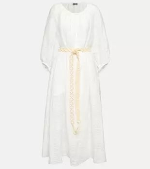 Хлопковое платье миди LORO PIANA, белый