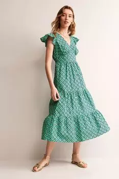 Хлопковое платье миди майское Boden, зеленый