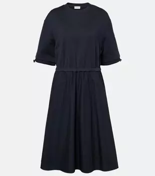 Хлопковое платье миди Moncler, 0 - Navy Blue