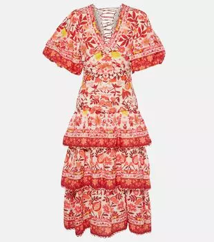 Хлопковое платье миди Romantic Orchard Farm Rio, мультиколор