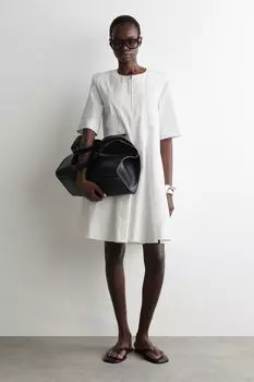 Хлопковое платье миди с оборками COS, белый