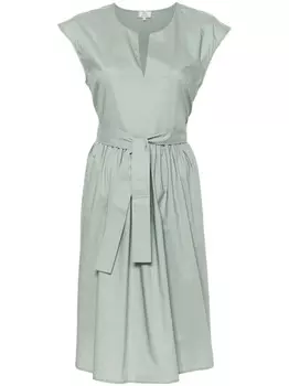 Хлопковое платье миди с поясом Woolrich, зеленое