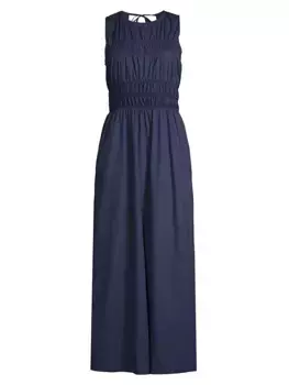 Хлопковое платье миди Solem со сборками Faithfull The Brand, синий