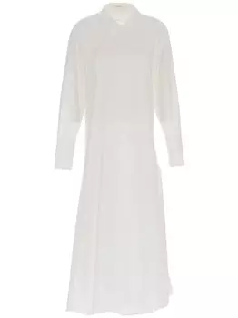 Хлопковое платье-миди The Row, нейтральный цвет