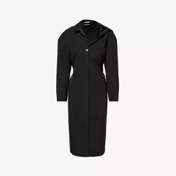 Хлопковое платье мини с асимметричным вырезом La Robe Chemise Jacquemus, черный