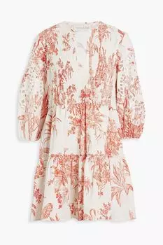 Хлопковое платье мини с присборенным принтом Coco SACHIN & BABI, красный