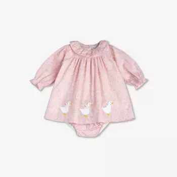 Хлопковое платье My First Duck с цветочным принтом 0–9 месяцев Trotters, розовый