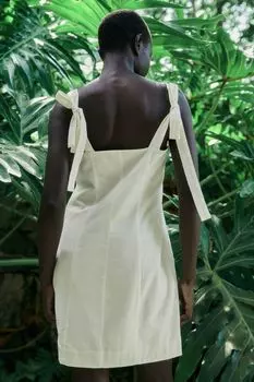 Хлопковое платье на пуговицах H&M, бежевый