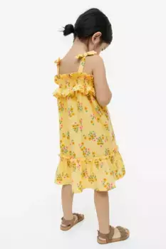 Хлопковое платье на резинках H&M, желтый