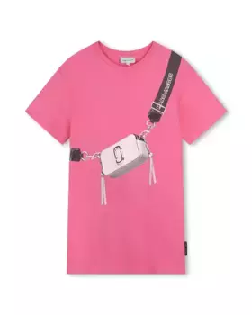 Хлопковое платье-обманка для девочки Marc Jacobs, розовый