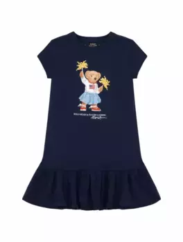 Хлопковое платье Polo Bear Ralph Lauren, тёмно-синий