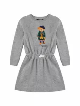 Хлопковое платье Polo Bear Ralph Lauren, серый
