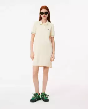 Хлопковое платье-поло французского производства Lacoste, белый