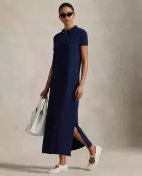 Хлопковое платье-поло Polo Ralph Lauren, тёмно-синий