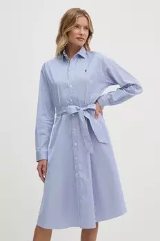 Хлопковое платье Polo Ralph Lauren, синий