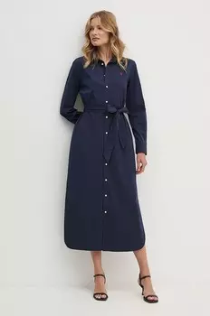 Хлопковое платье Polo Ralph Lauren, темно-синий
