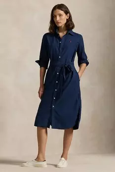 Хлопковое платье Polo Ralph Lauren, темно-синий