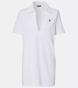 Хлопковое платье-поло с воротником Polo Ralph Lauren, белый