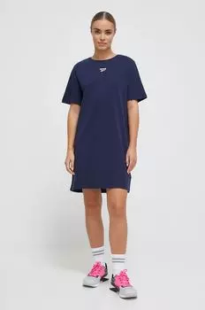 Хлопковое платье Reebok, темно-синий