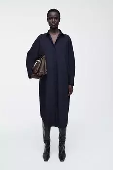 Хлопковое платье-relaxed fit COS, темно-синий