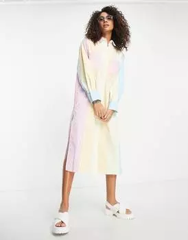 Хлопковое платье-рубашка макси в летнюю полоску ASOS DESIGN