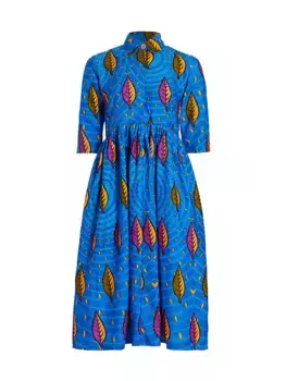 Хлопковое платье-рубашка миди Lade Leaf Elisamama, синий