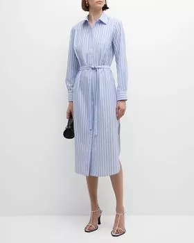 Хлопковое платье-рубашка миди в полоску Alex Dobby Finley, цвет Blue/White