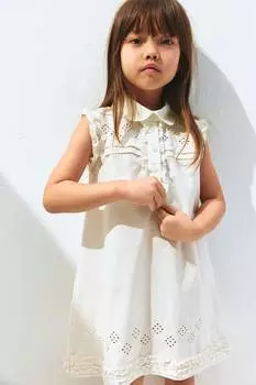 Хлопковое платье с английской вышивкой H&M, белый