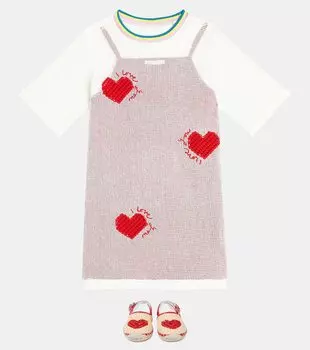 Хлопковое платье с аппликацией Stella Mccartney, мультиколор