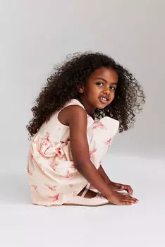 Хлопковое платье с бантом H&M, розовый