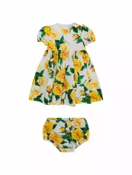 Хлопковое платье с цветочным принтом Dolce&Gabbana, мультиколор