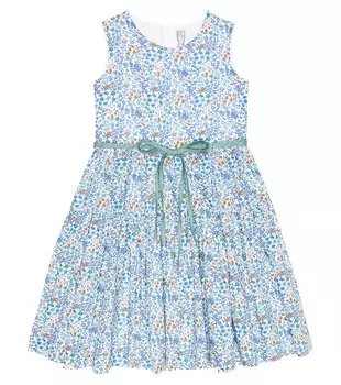 Хлопковое платье с цветочным принтом Il Gufo, синий