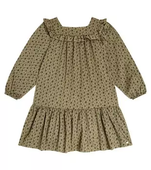 Хлопковое платье с цветочным принтом Tartine et Chocolat, зеленый