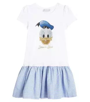 Хлопковое платье с декором Donald Duck Monnalisa, мультиколор