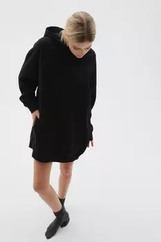 Хлопковое платье с капюшоном H&M, черный