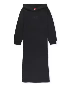 Хлопковое платье с капюшоном и длинными рукавами Diesel, черный