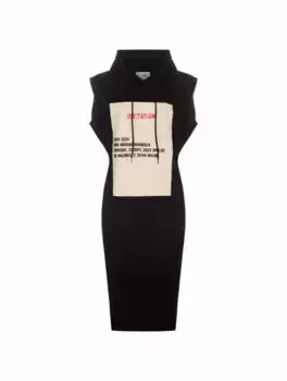 Хлопковое платье с капюшоном MM6 MAISON MARGIELA, черный