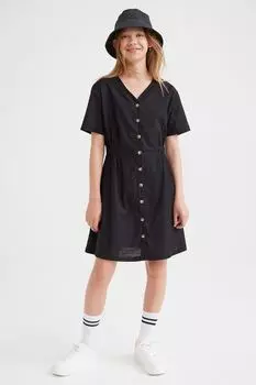 Хлопковое платье с короткими рукавами H&amp;M
