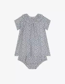Хлопковое платье с короткими рукавами Petit Bateau, синий
