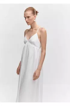 Хлопковое платье с крестом на спине Mango, белый