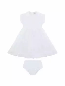 Хлопковое платье с логотипом Dolce&Gabbana, белый