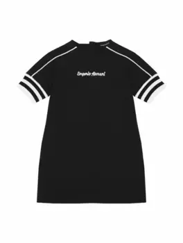 Хлопковое платье с логотипом EMPORIO ARMANI, тёмно-синий