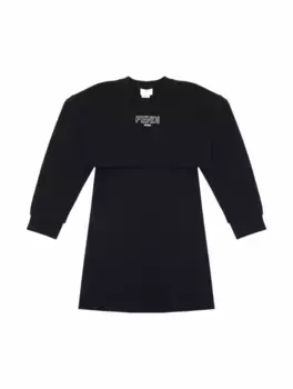 Хлопковое платье с логотипом Fendi, черный