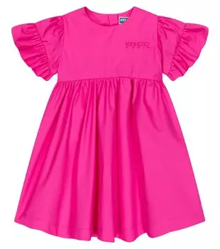 Хлопковое платье с логотипом Kenzo, розовый