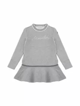 Хлопковое платье с логотипом Moncler, серый