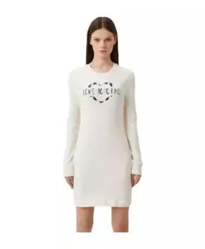 Хлопковое платье с металлизированным логотипом Love Moschino, белый