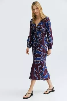 Хлопковое платье с объемными рукавами H&M, красный