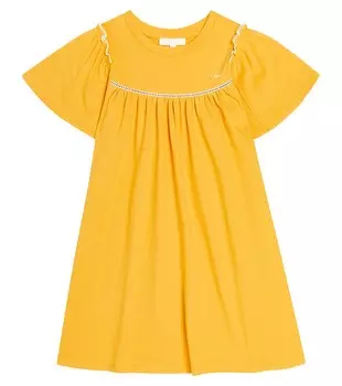 Хлопковое платье с оборками Chlo Kids, желтый