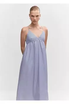 Хлопковое платье с перекрещенной спиной Mango, темно-синий